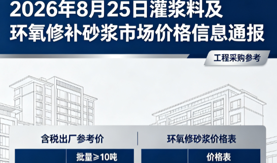 东安2026年8月25日灌浆料及环氧修补砂浆市场价格信息通报